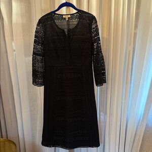 Burberry Black Long Sleeve Lace Dress